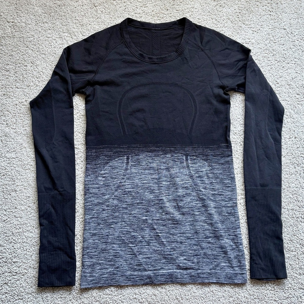 Lululemon Swiftly Tech Long Sleeve Shirt Women's Size 6 Black Gray